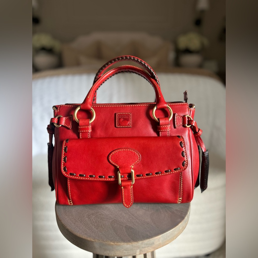 Dooney and Bourke Florentine Medium Pocket Satchel in RED